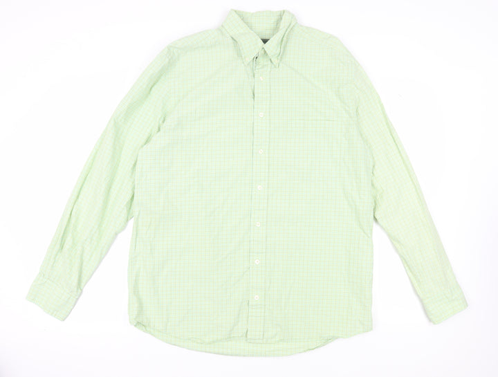 Eddie Bauer Men's Green Check Long Sleeve Shirt, Size L