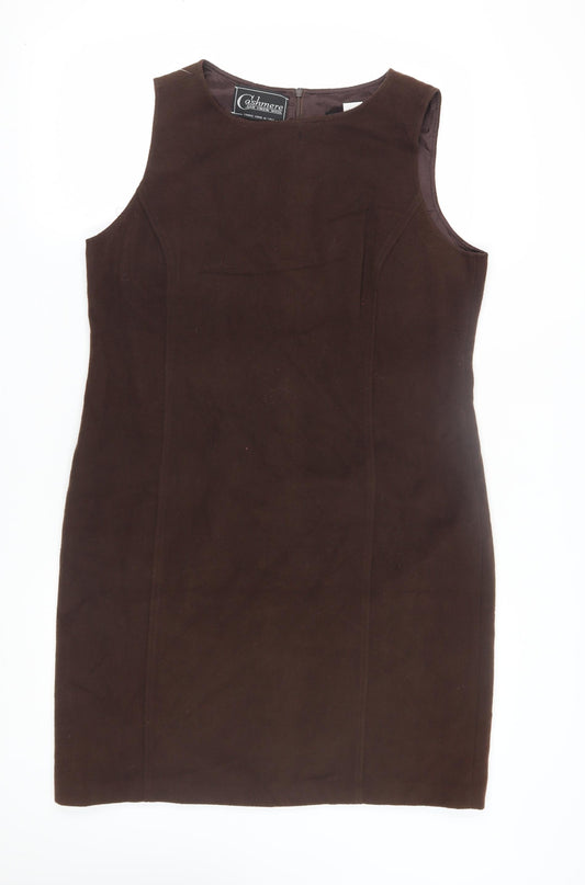 Bianca Nygård Women's Brown Sheath Dress, Size 14, Cashmere Wool