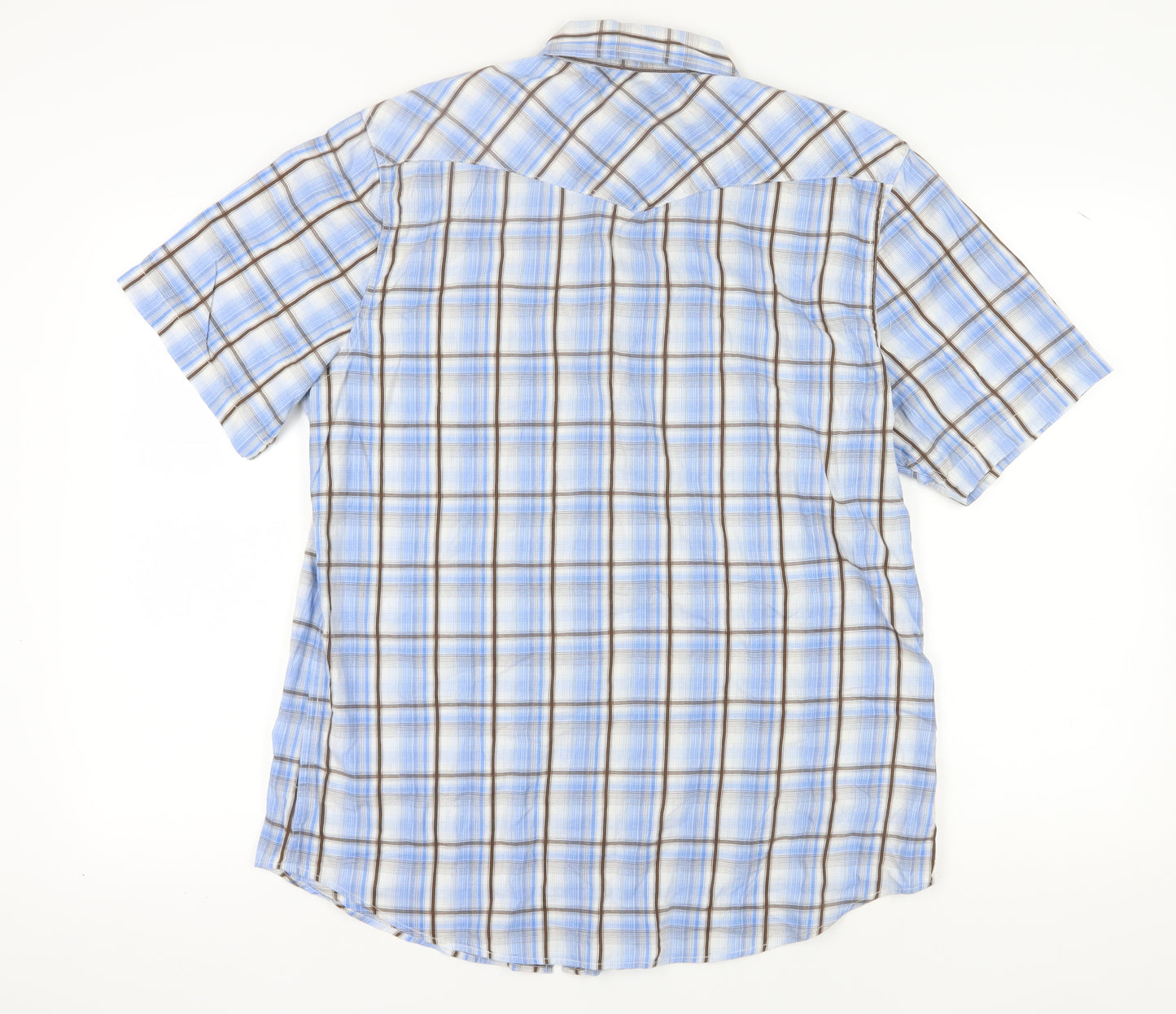 Kirra Men's Blue Plaid Short Sleeve Shirt, Size L