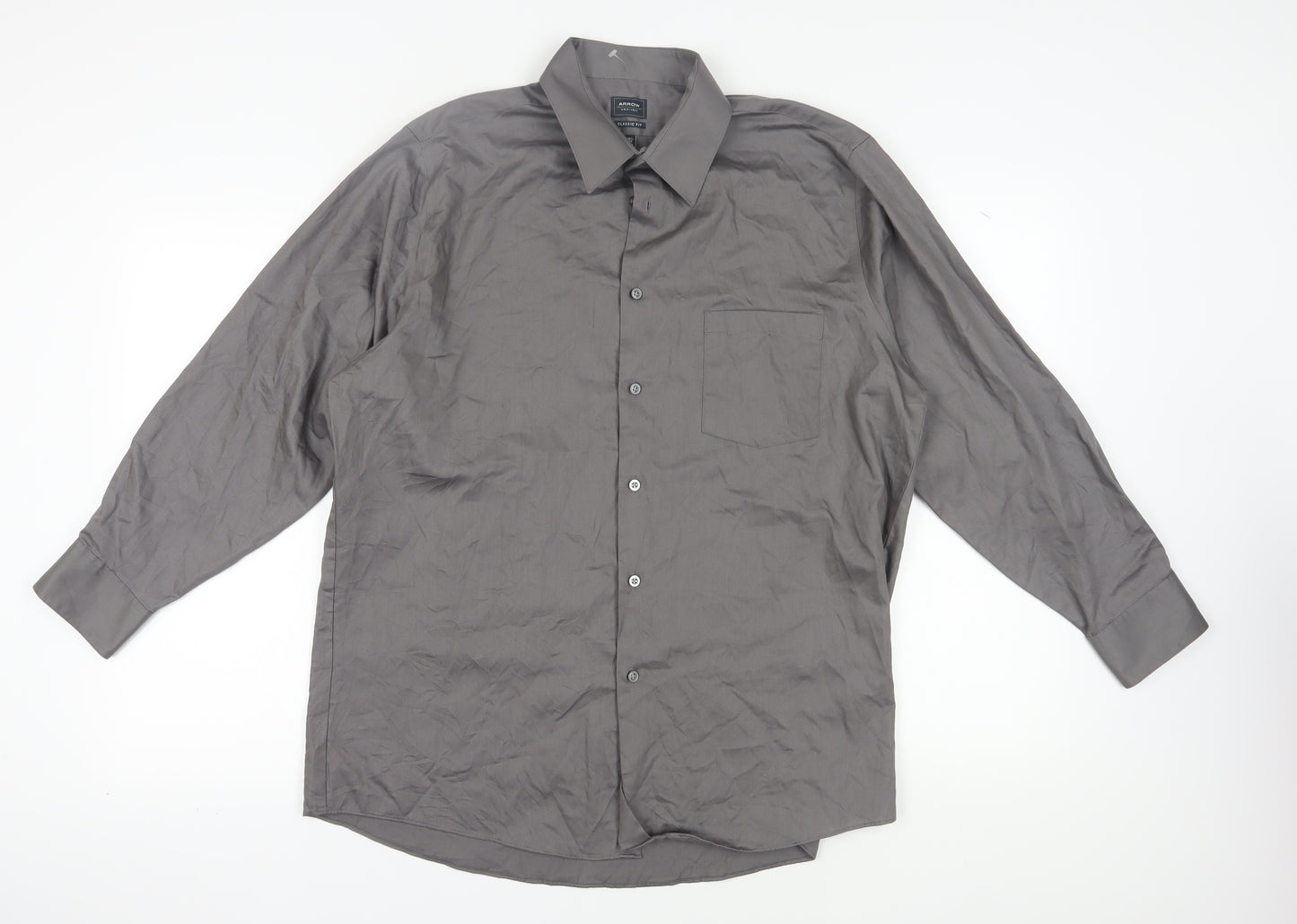 Arrow Men's Grey Classic Fit Long Sleeve Shirt