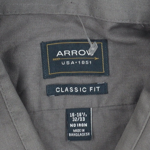 Arrow Men's Grey Classic Fit Long Sleeve Shirt