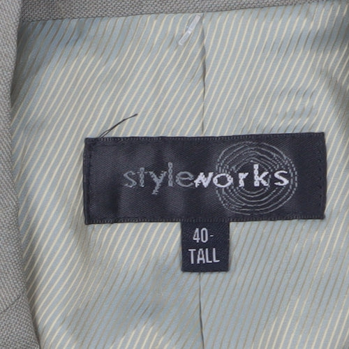 Styleworks Men’s Beige Blazer, Size 40L Tall, Formal