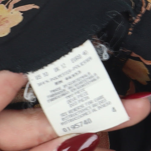 Leslie Fay Women's Black Floral Blouse, Size 10, Classic Style