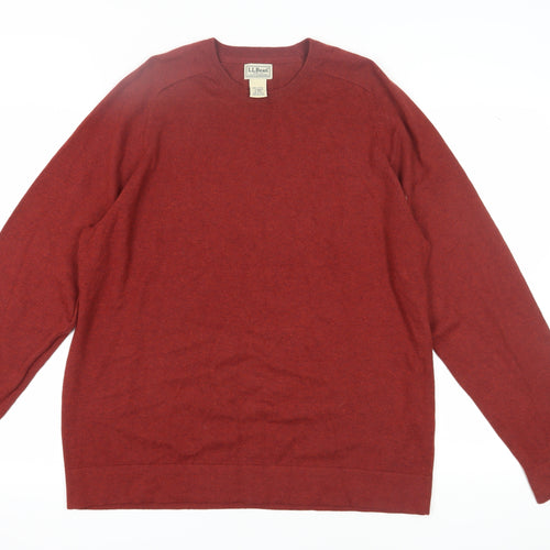 L.L. Bean Men's Red Pullover Jumper, Size L, Crew Neck