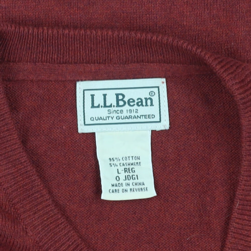 L.L. Bean Men's Red Pullover Jumper, Size L, Crew Neck