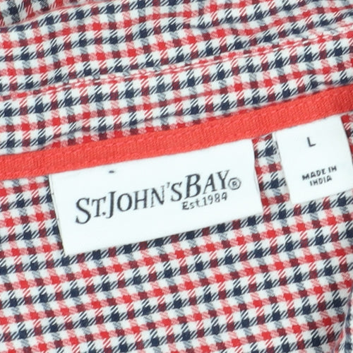 St. John's Bay Women's Red Check Button-Up Shirt, L