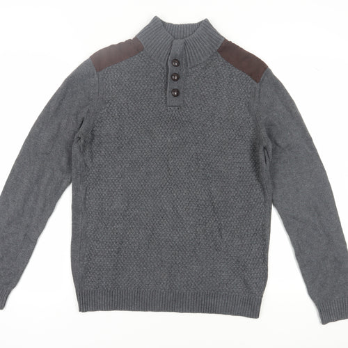 RW&CO Men's Grey Henley Jumper Large - Casual Comfort
