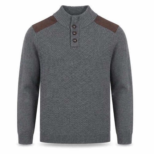 RW&CO Men's Grey Henley Jumper Large - Casual Comfort