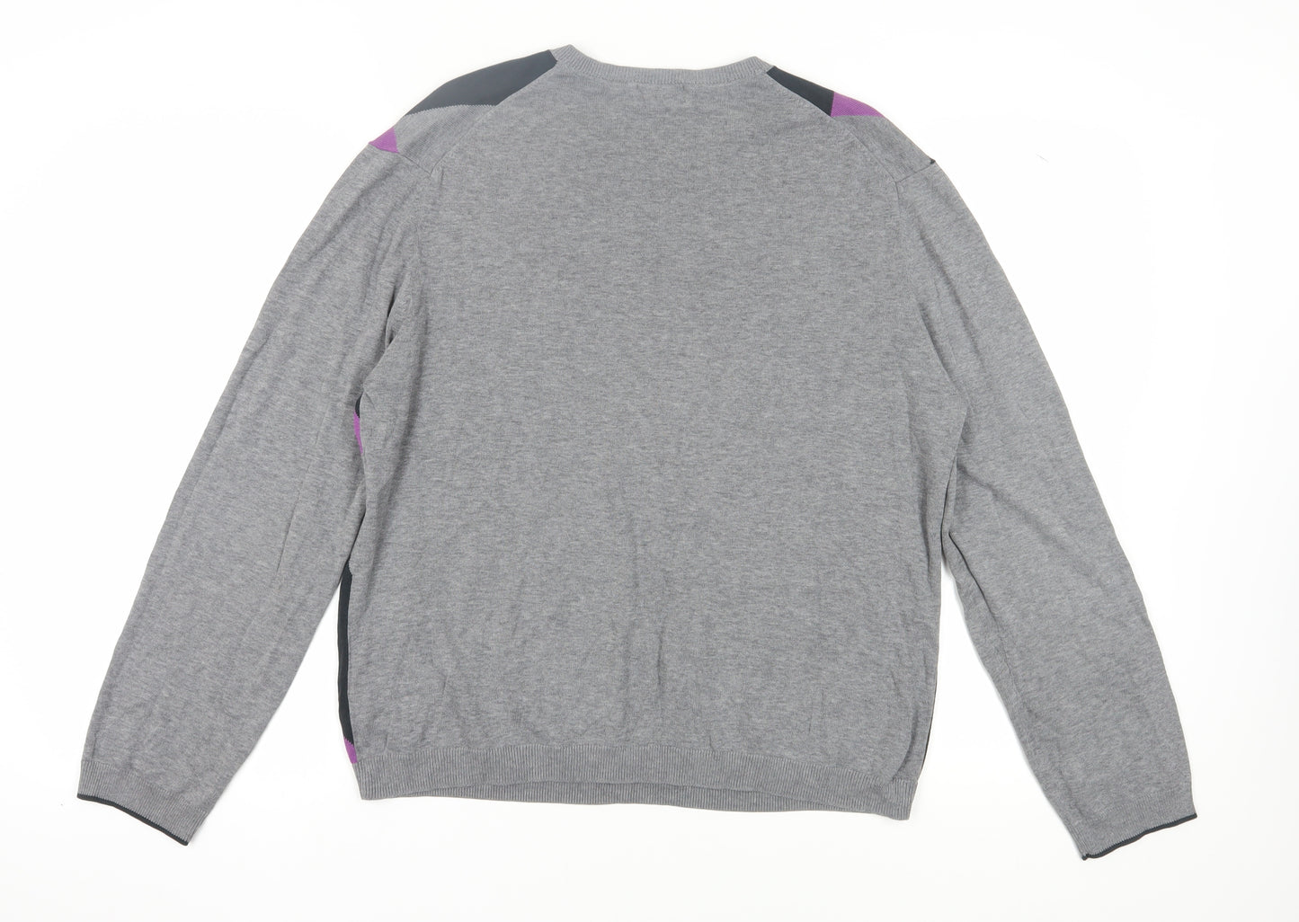 J. Ferrar Men's Grey Argyle Pullover Jumper, Size L