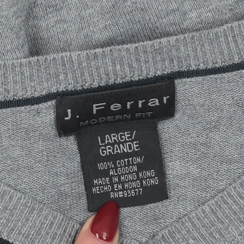 J. Ferrar Men's Grey Argyle Pullover Jumper, Size L