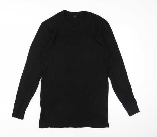 Marks and Spencer Black Wool Blend Men's Long Sleeve T-Shirt