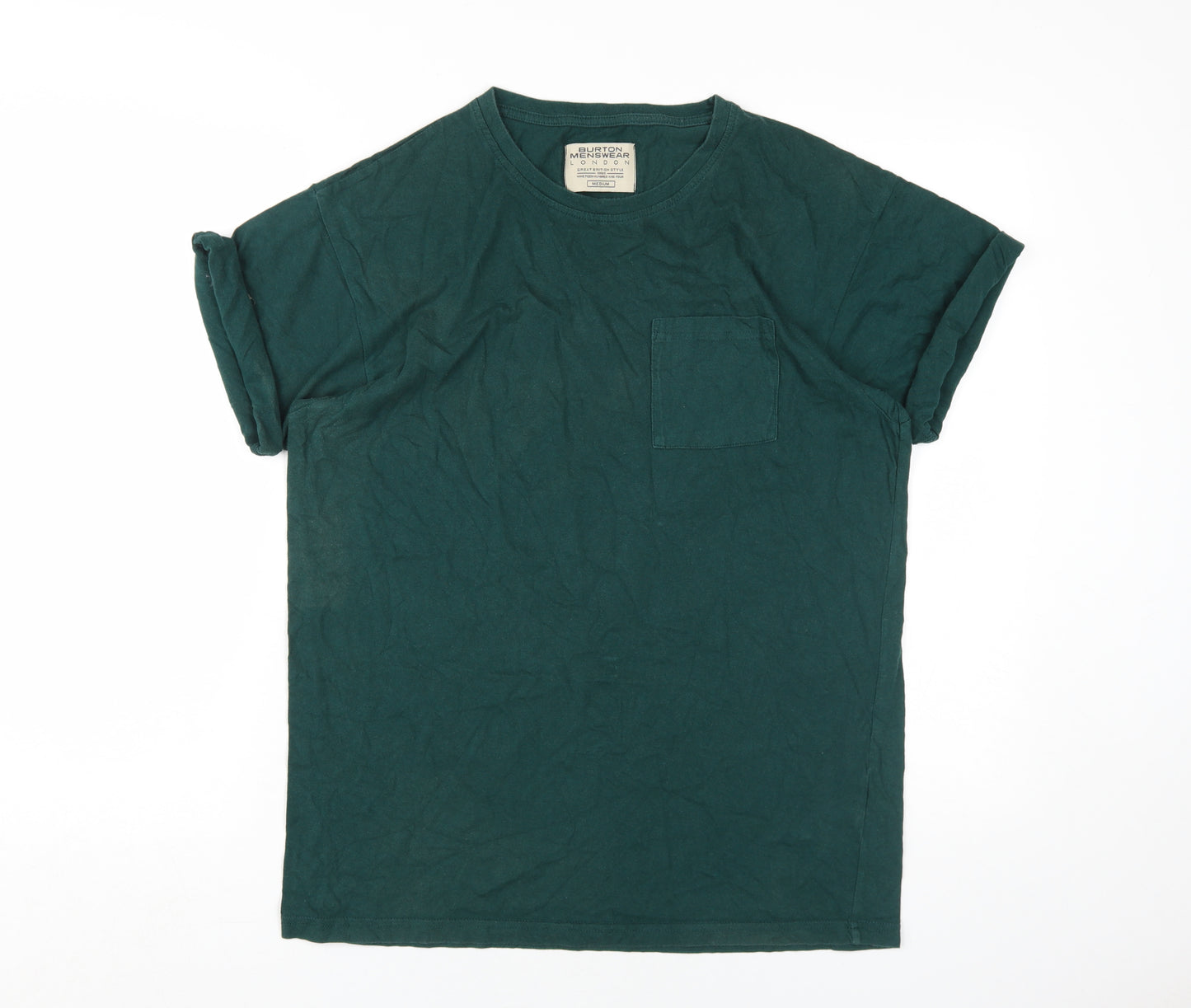 Burton Menswear Green Cotton T-Shirt, Medium