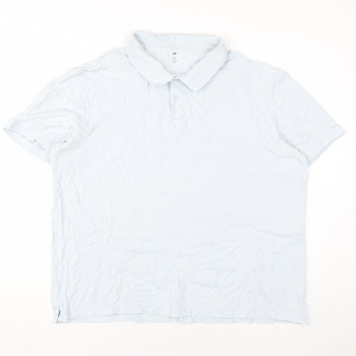 H&M Men's White Cotton Polo Shirt 2XL Short Sleeve