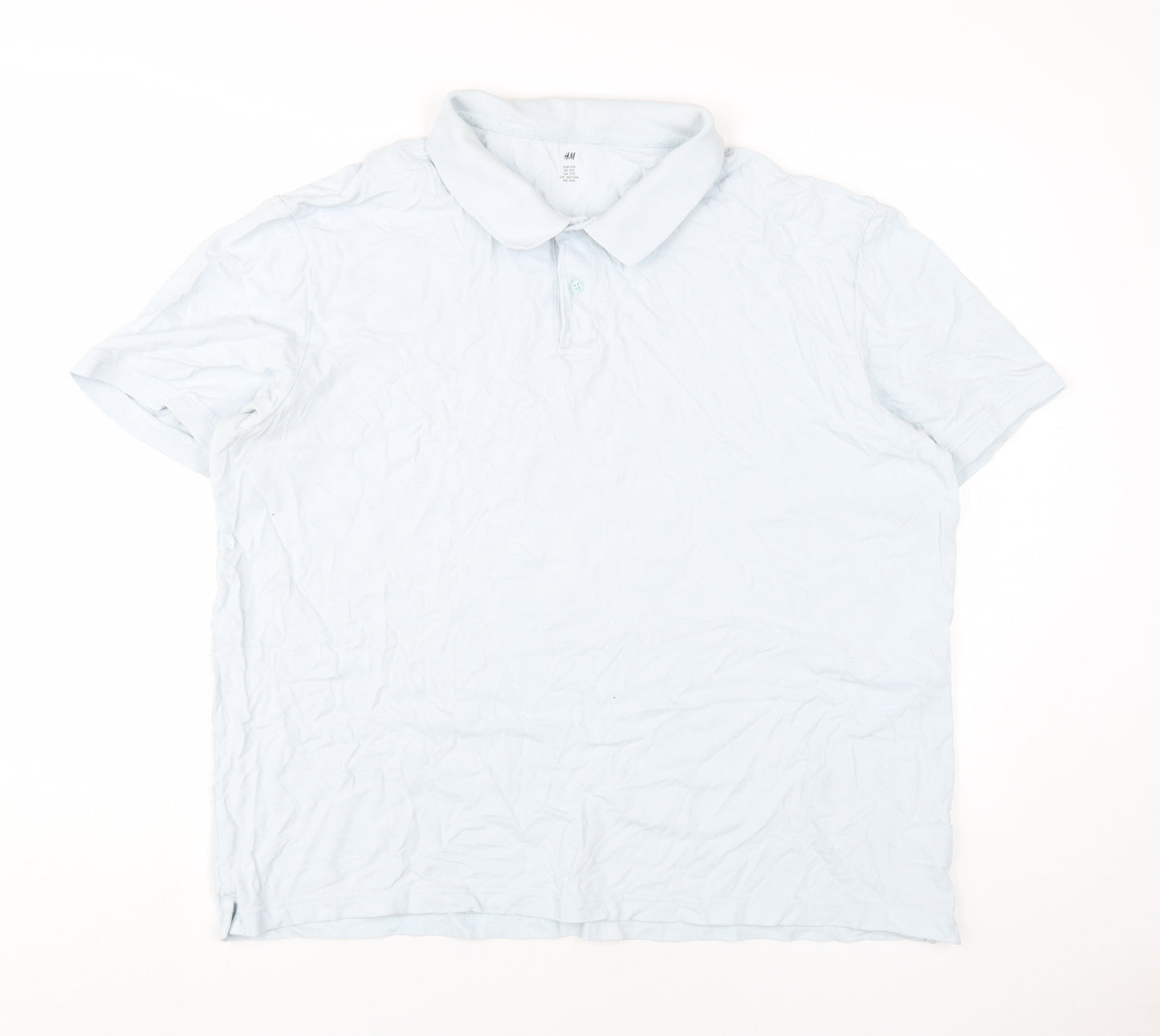 H&M Men's White Cotton Polo Shirt 2XL Short Sleeve