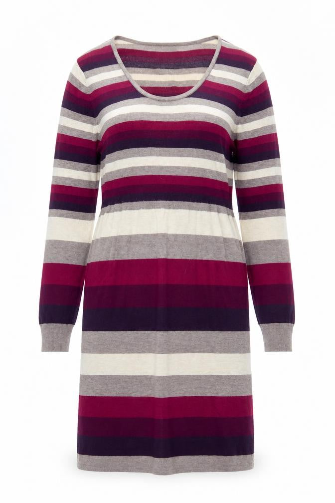 Front view of M&Co Women’s Multicoloured Striped Shift Dress L
