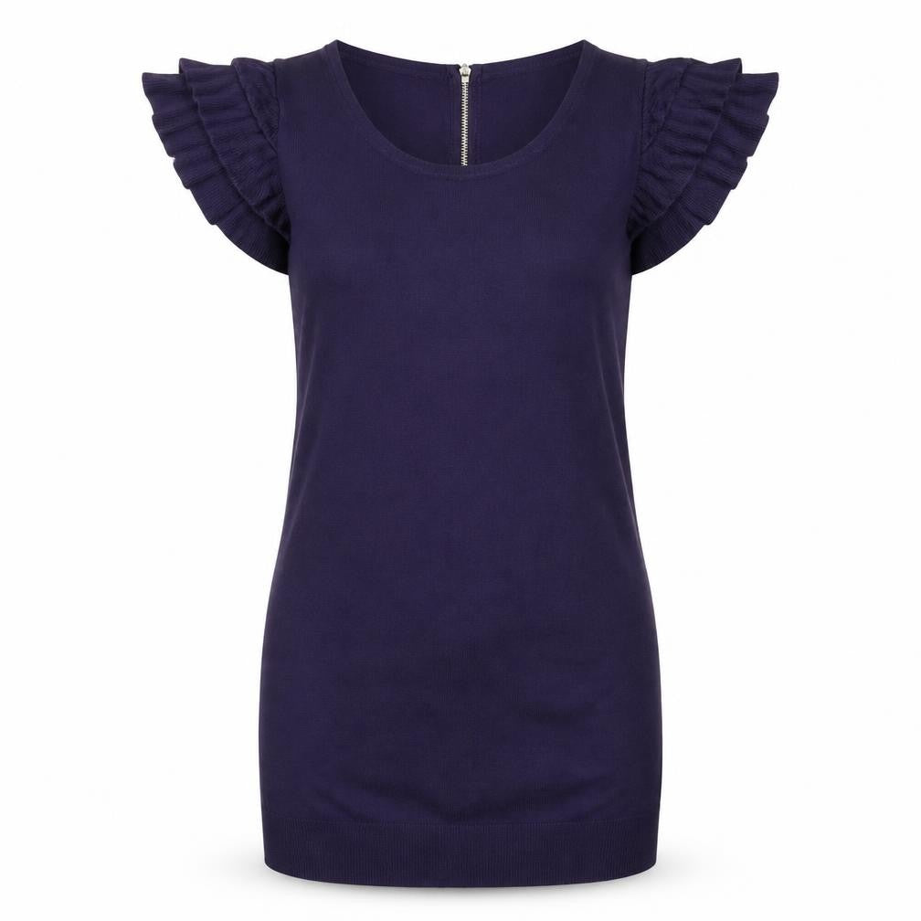 Front view of Apricot Women's Purple Shift Dress Large