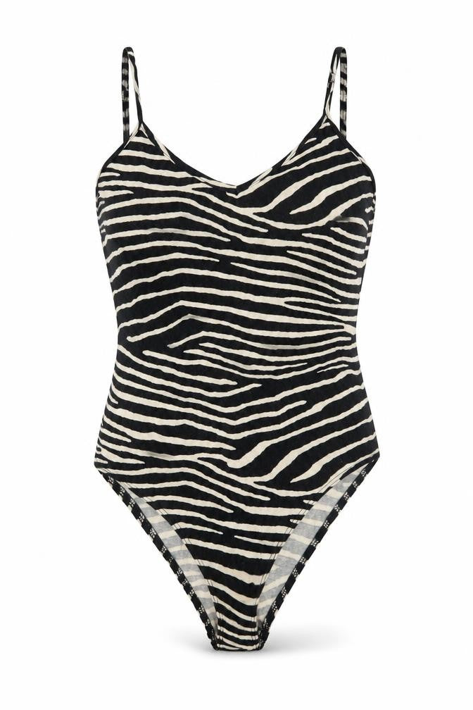 Front view of H&M Women's Black XS Animal Print Bodysuit