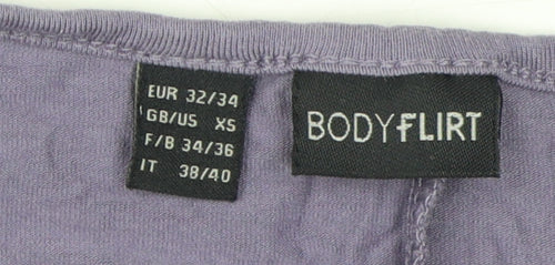 Body Flirt Women's Purple XS V-Neck Basic T-Shirt