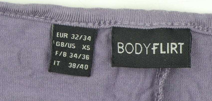 Body Flirt Women's Purple XS V-Neck Basic T-Shirt