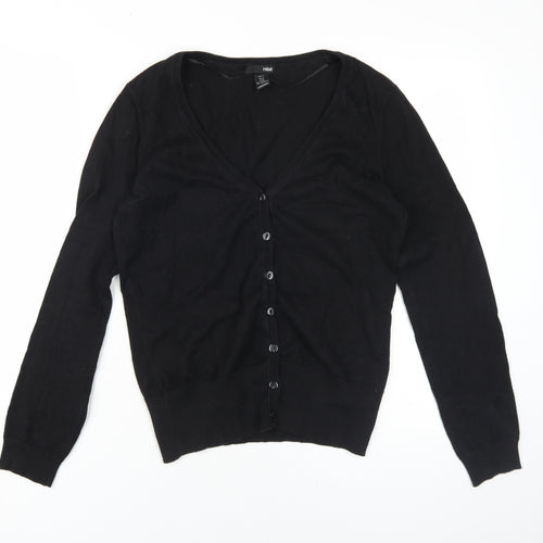 H&M Women Black V-Neck Cardigan M