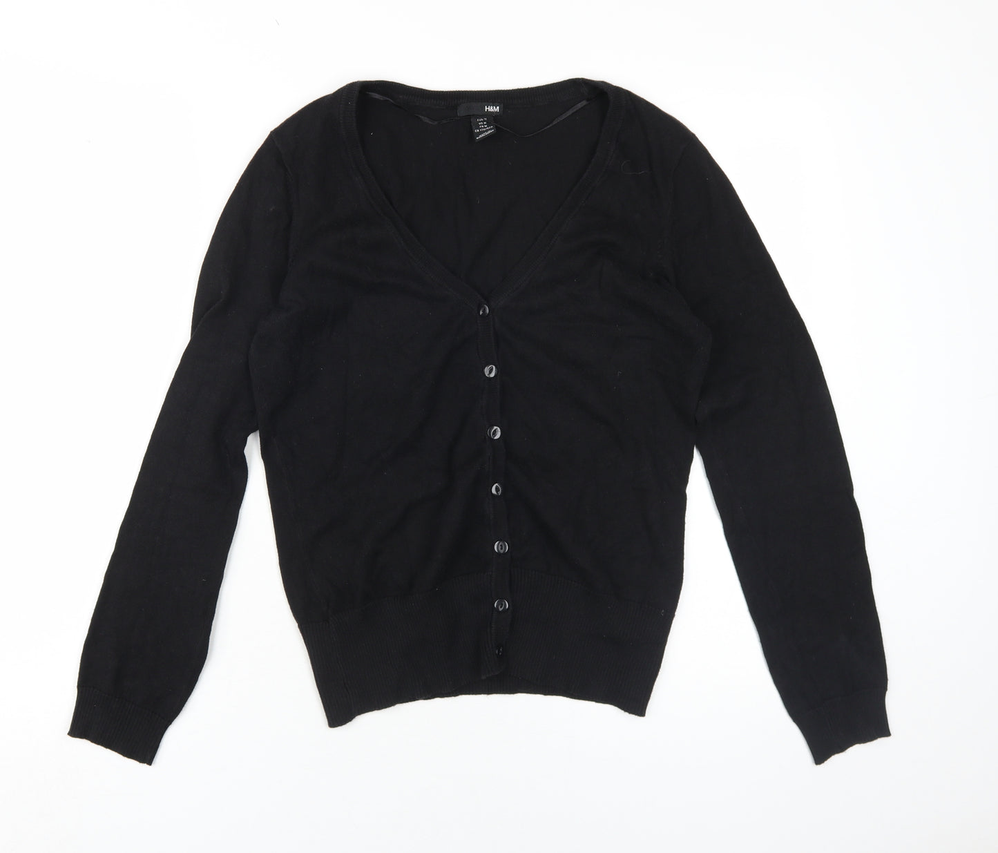 H&M Women Black V-Neck Cardigan M