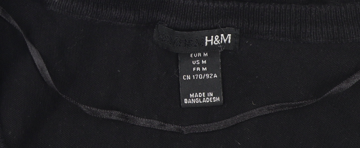 H&M Women Black V-Neck Cardigan M
