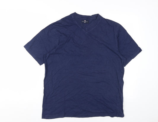 Marks and Spencer Men's Blue V-Neck T-Shirt, Size M