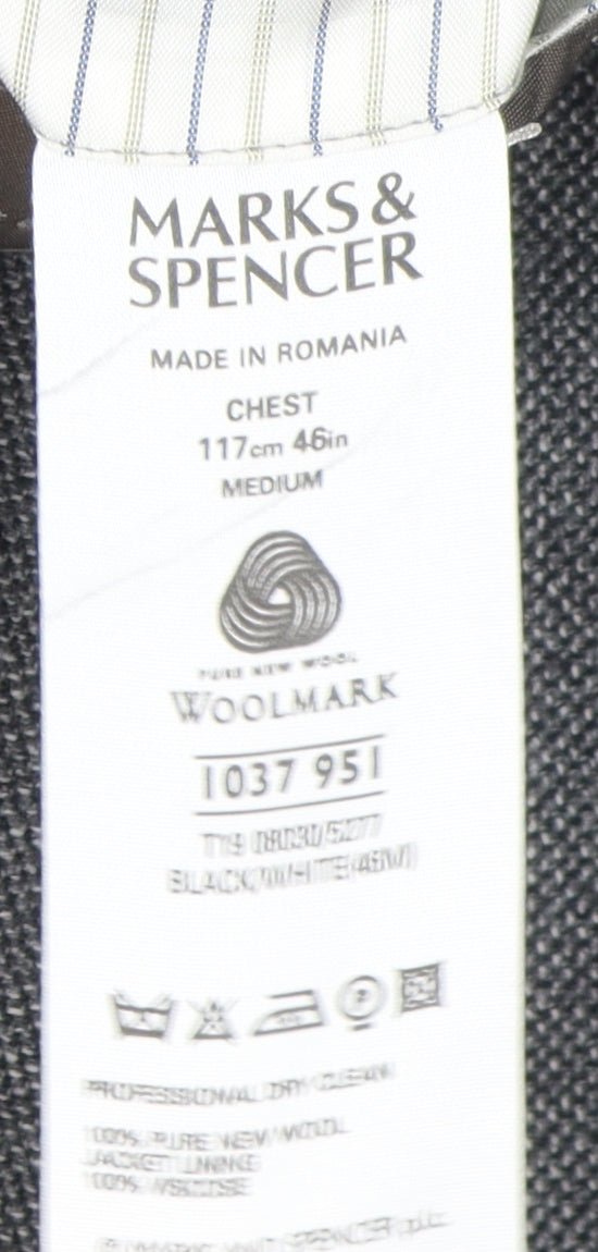Marks and Spencer Grey Wool Blazer, Men's 46R