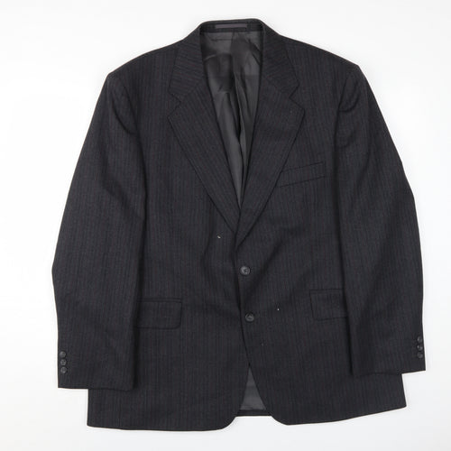 Label Men's Black Striped Blazer, Size 44S, Regular Fit