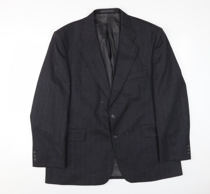 Label Men's Black Striped Blazer, Size 44S, Regular Fit