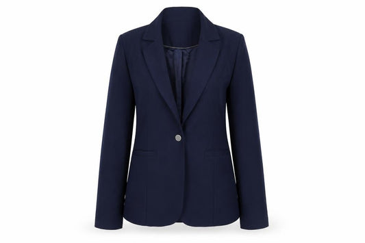 Front view of Minus Women's Blue Blazer Jacket, size 14