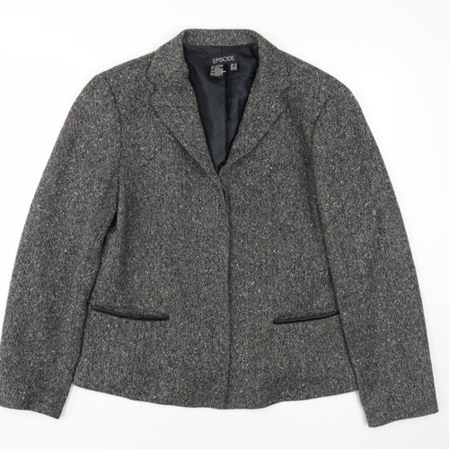 Episode Women's Grey Blazer, Size 16, Classic Herringbone