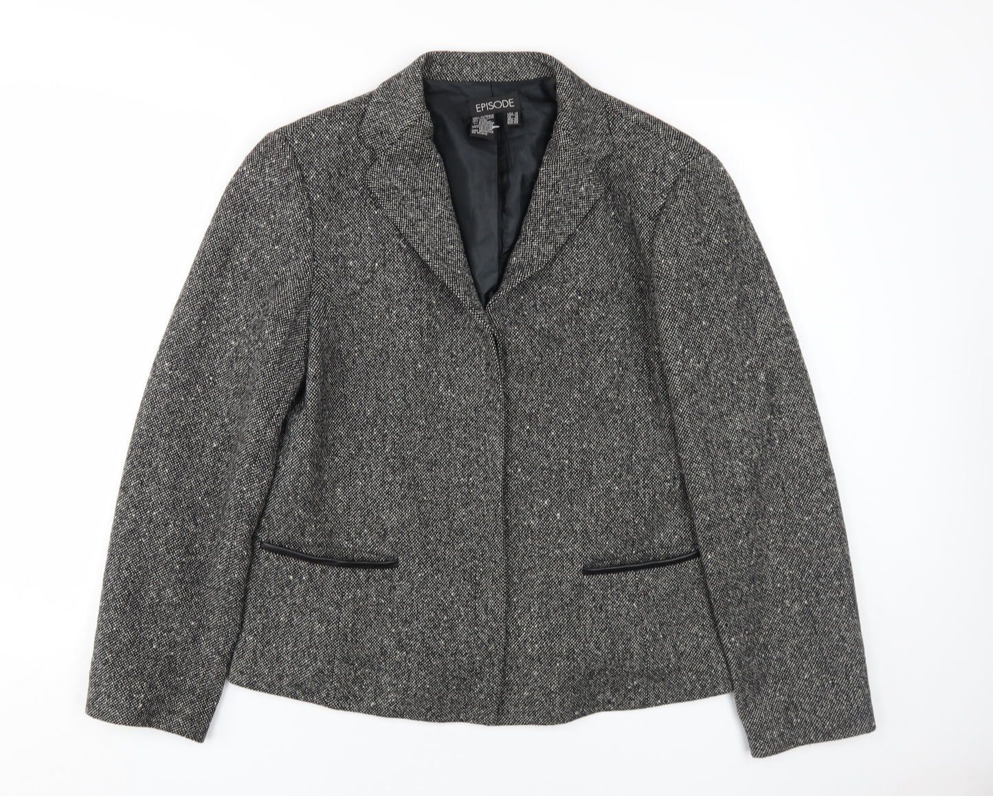 Episode Women's Grey Blazer, Size 16, Classic Herringbone