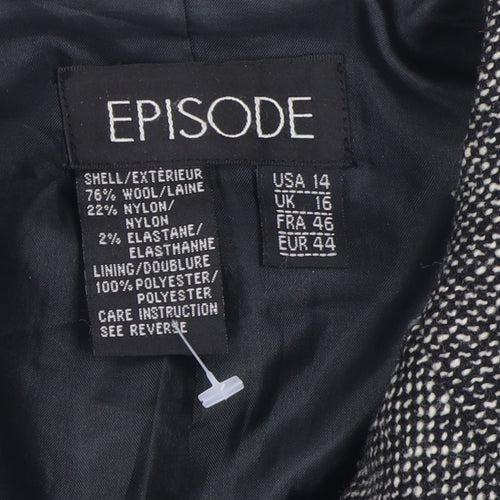 Episode Women's Grey Blazer, Size 16, Classic Herringbone