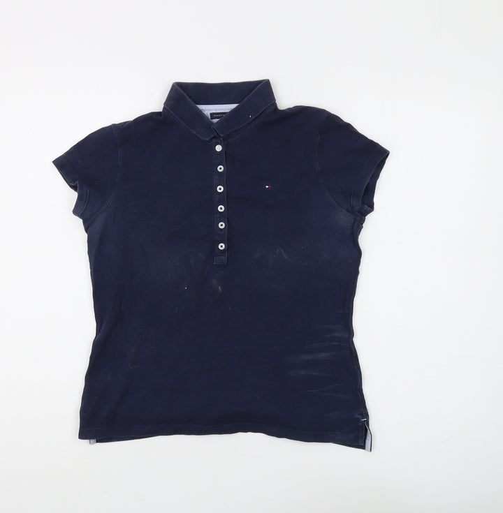 Tommy Hilfiger Women's Blue Slim Polo Shirt M
