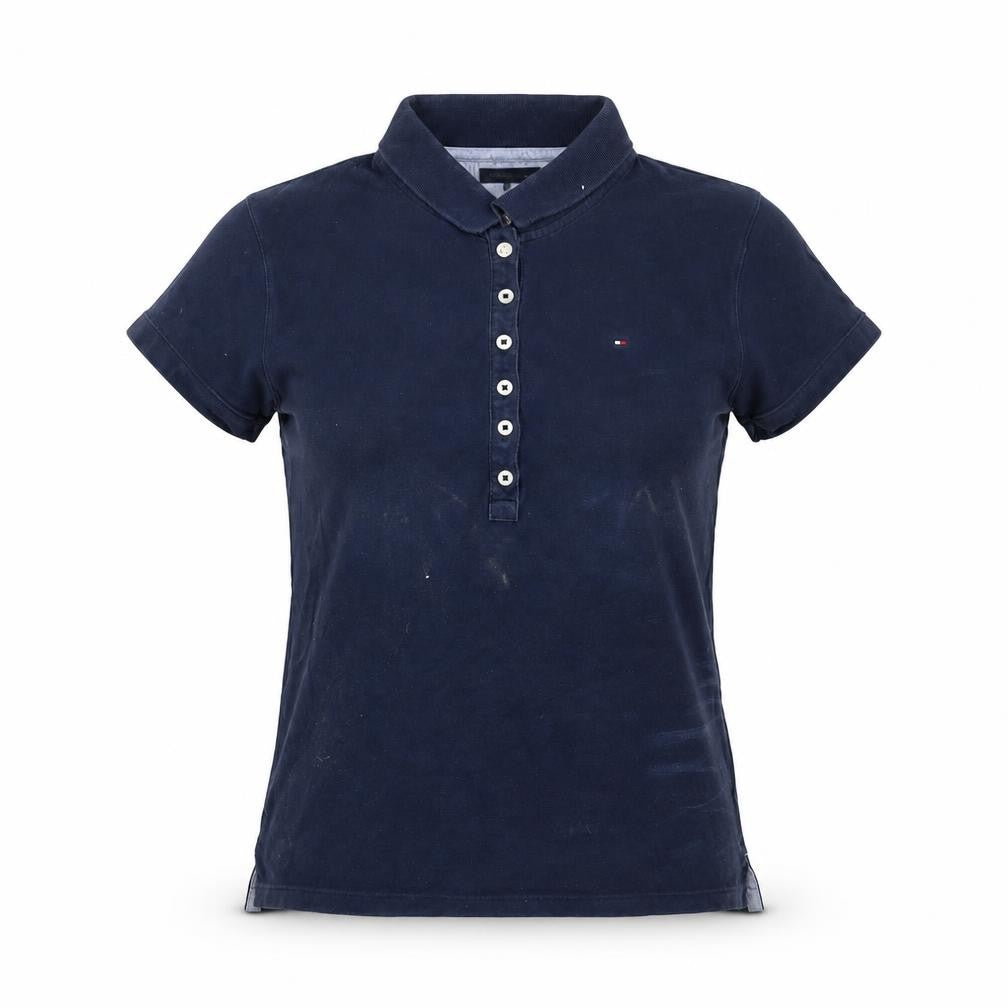 Front view of Tommy Hilfiger Women's Blue Slim Polo Shirt M