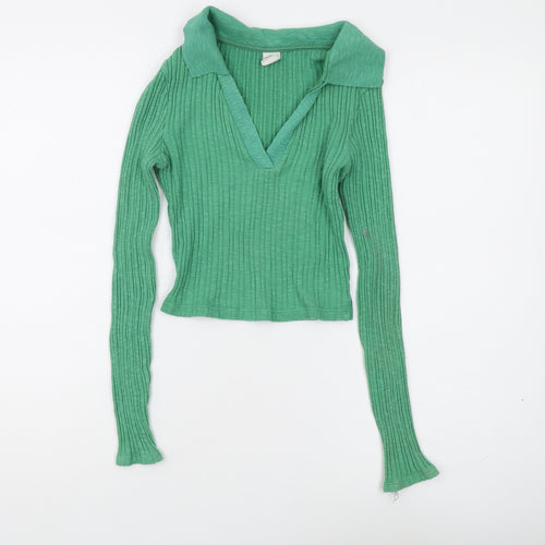 Urban Outfitters Women's Green Collared Pullover Jumper Size 12