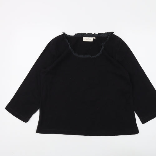 Adini Women's Black Cotton Blouse, Size L, Casual Wear