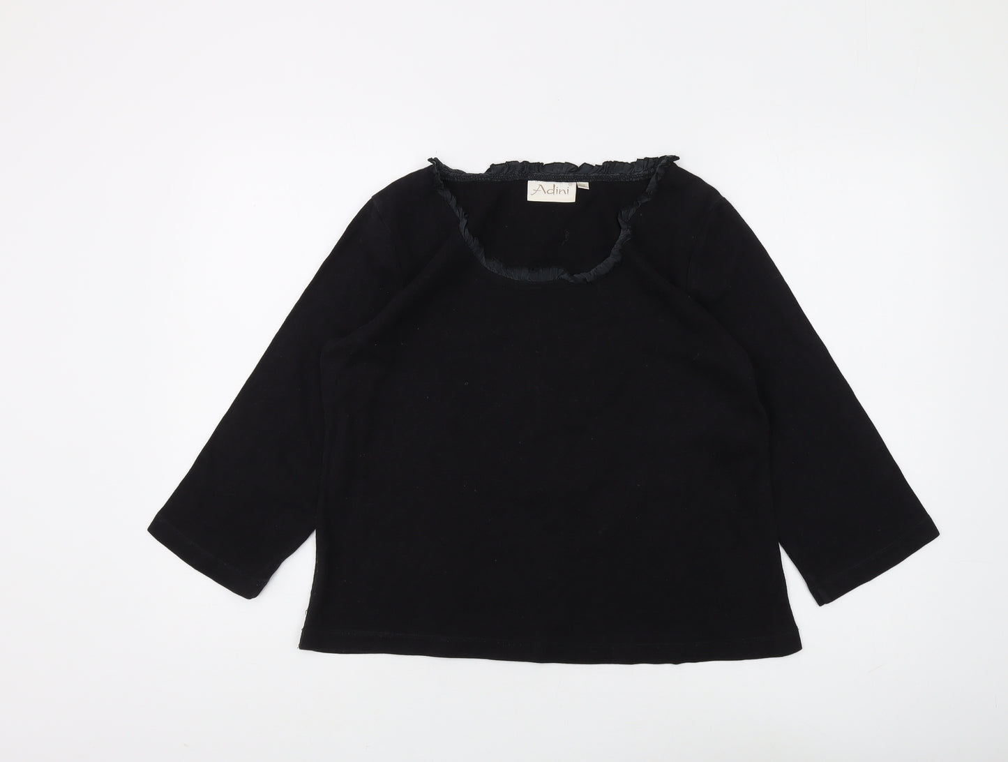 Adini Women's Black Cotton Blouse, Size L, Casual Wear