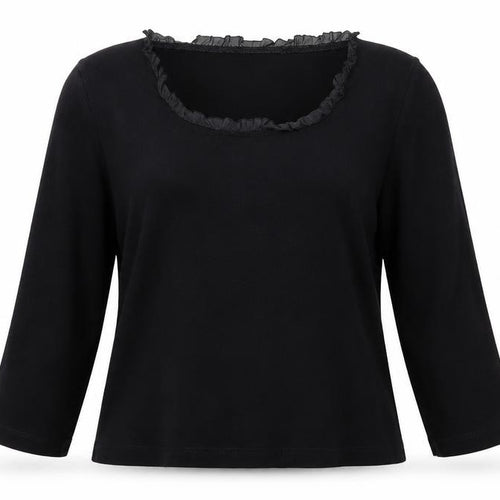 Adini Women's Black Cotton Blouse, Size L, Casual Wear
