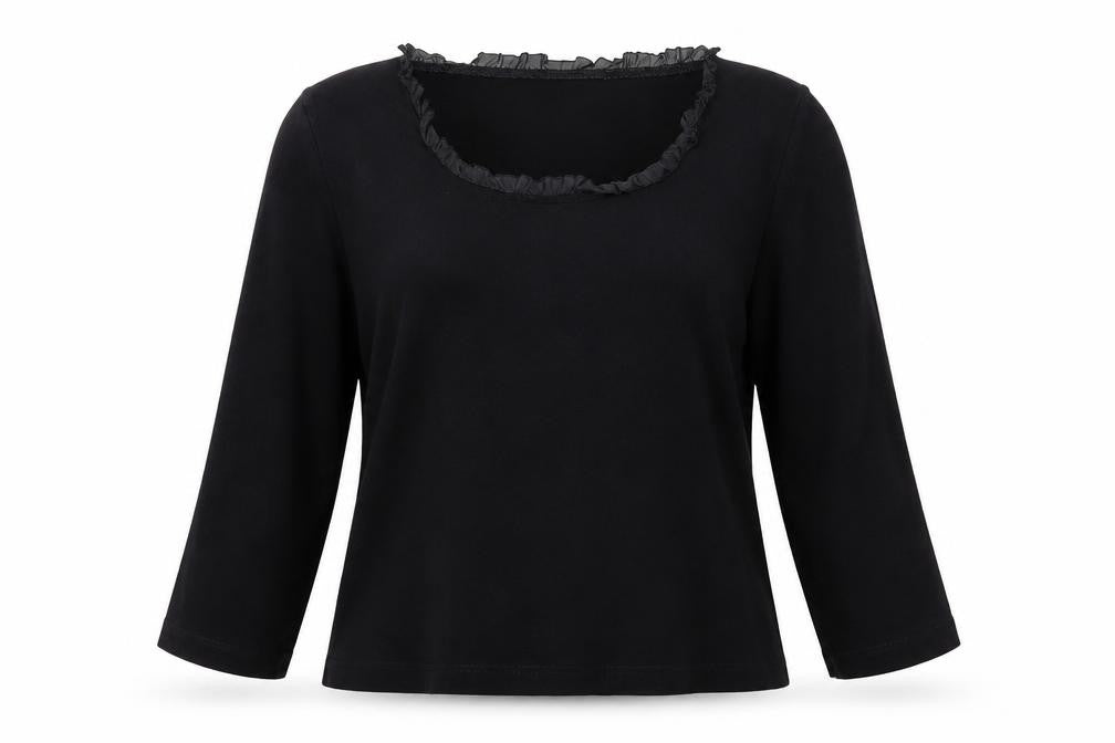 Adini Women's Black Cotton Blouse, Size L, Casual Wear