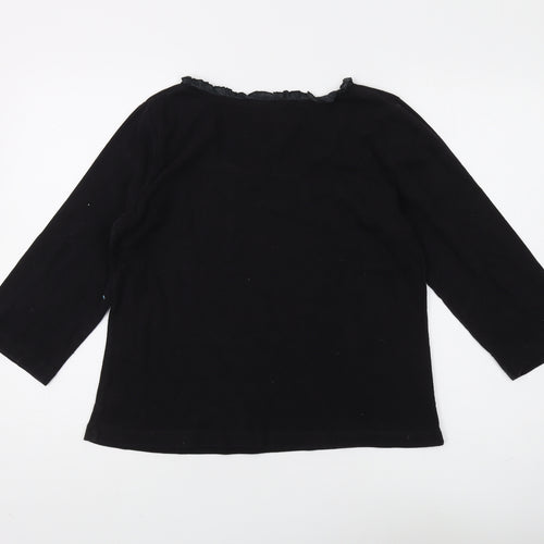 Adini Women's Black Cotton Blouse, Size L, Casual Wear