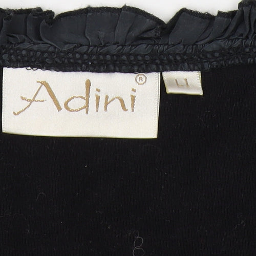 Adini Women's Black Cotton Blouse, Size L, Casual Wear