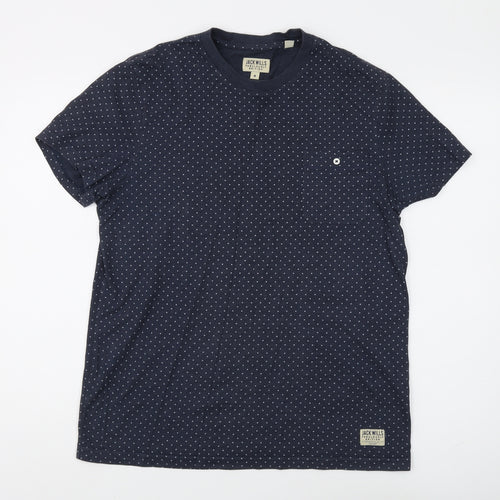 Jack Wills Men's Blue Polka Dot T-Shirt, Size M