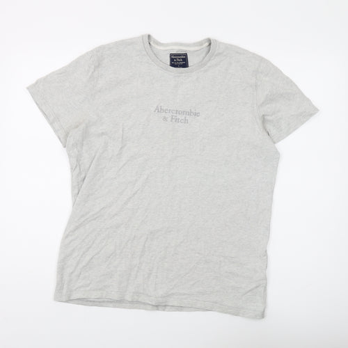 Abercrombie & Fitch Men's Grey Cotton Crew Neck T-Shirt L
