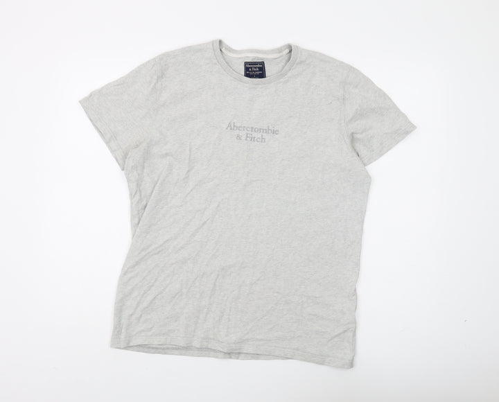 Abercrombie & Fitch Men's Grey Cotton Crew Neck T-Shirt L