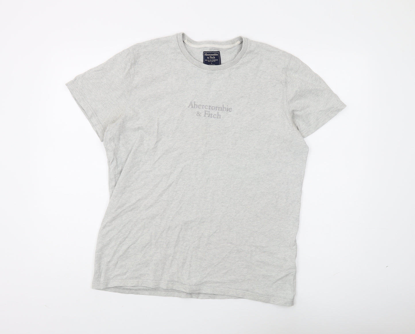 Abercrombie & Fitch Men's Grey Cotton Crew Neck T-Shirt L