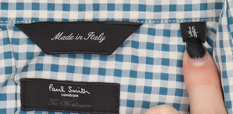 Paul Smith Men's Blue Check Button-Up Shirt, Size 15
