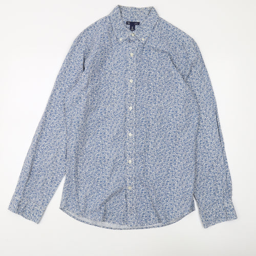 Gap Men's Blue Slim Fit Floral Button-Up Shirt M