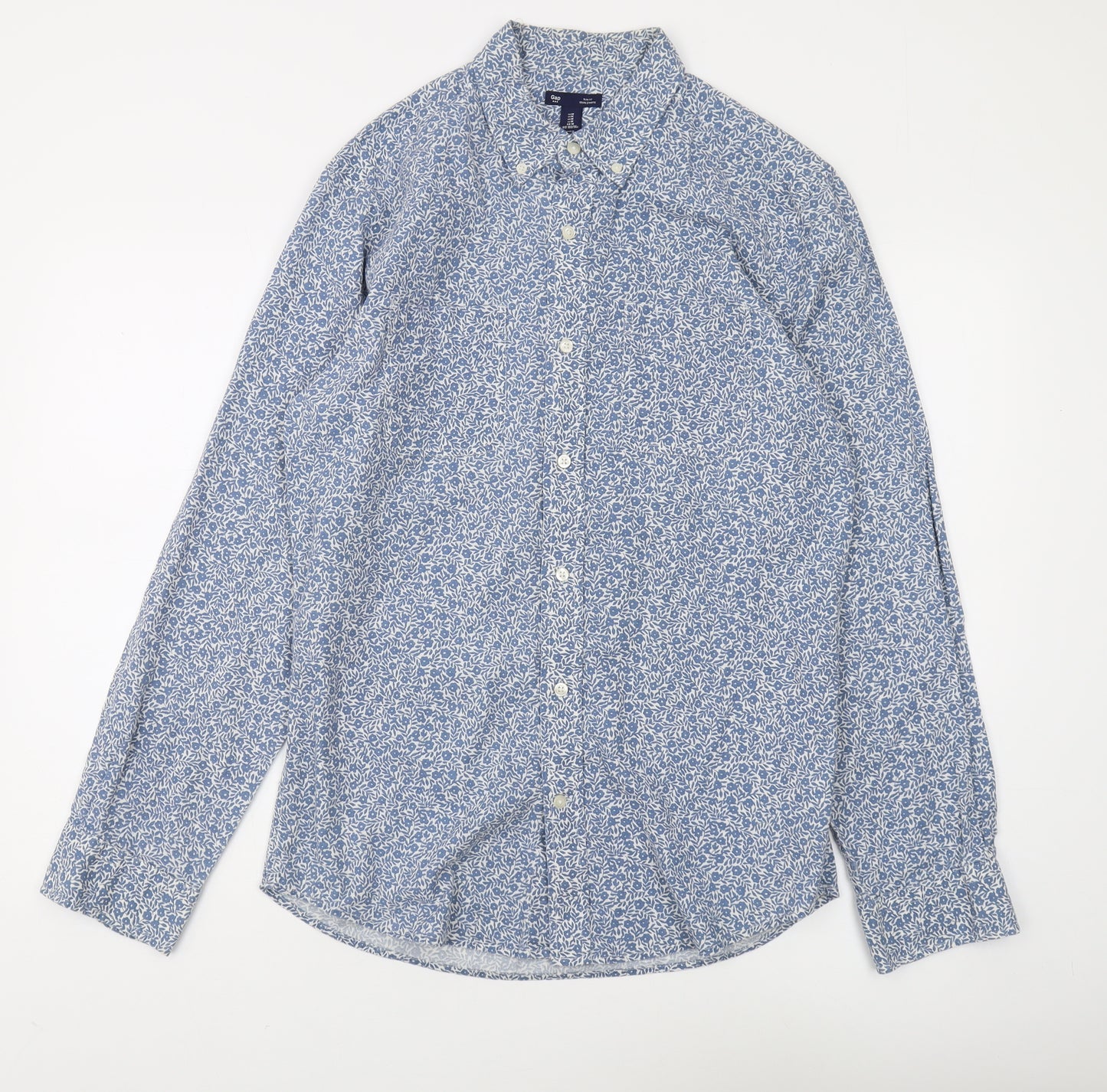 Gap Men's Blue Slim Fit Floral Button-Up Shirt M